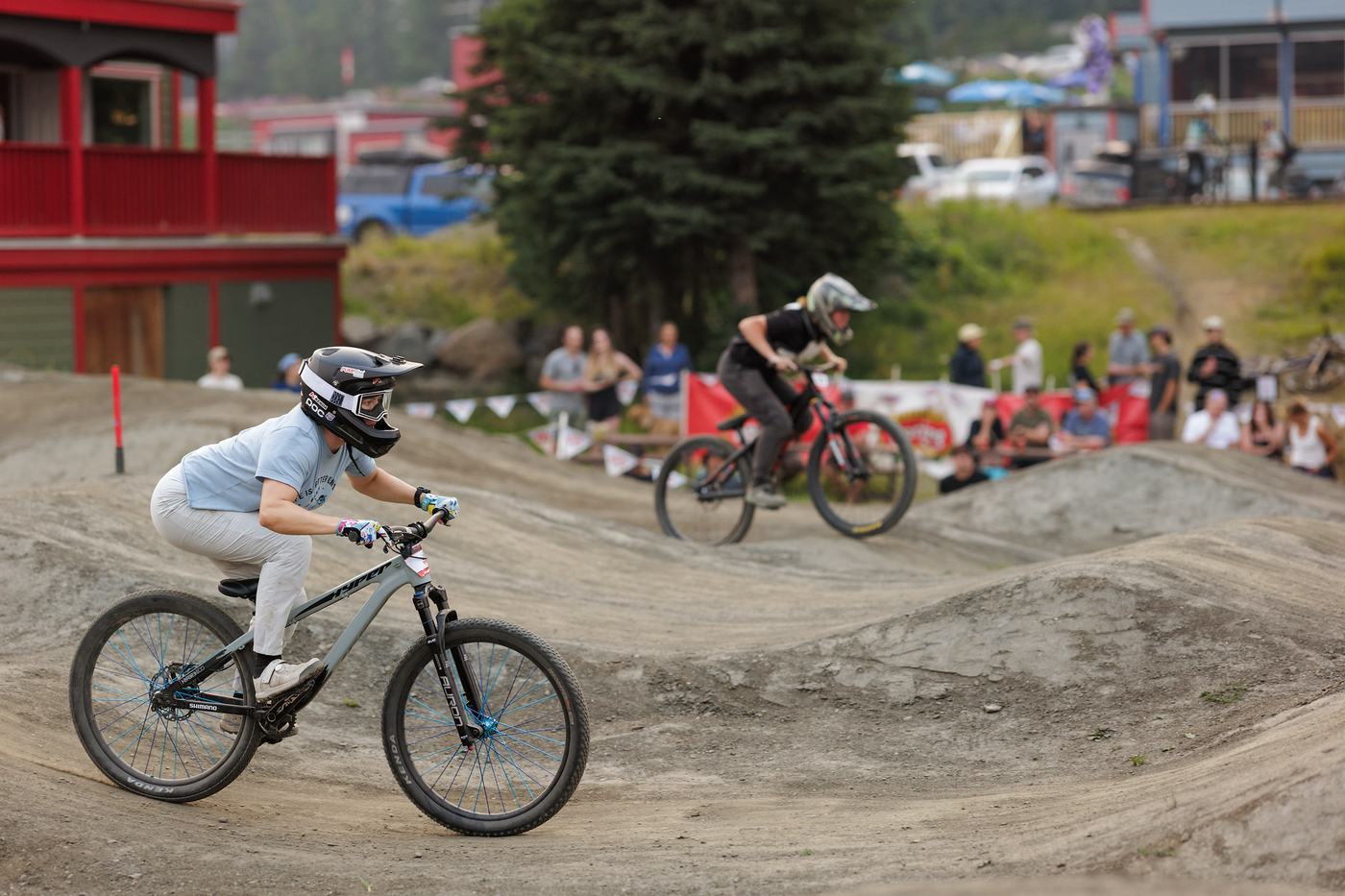 Young riders on the pump track